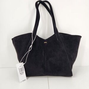 JW Pei Kiana Large Capacity Tote Bag Black Faux Suede Shoulder Purse + Dust Bag